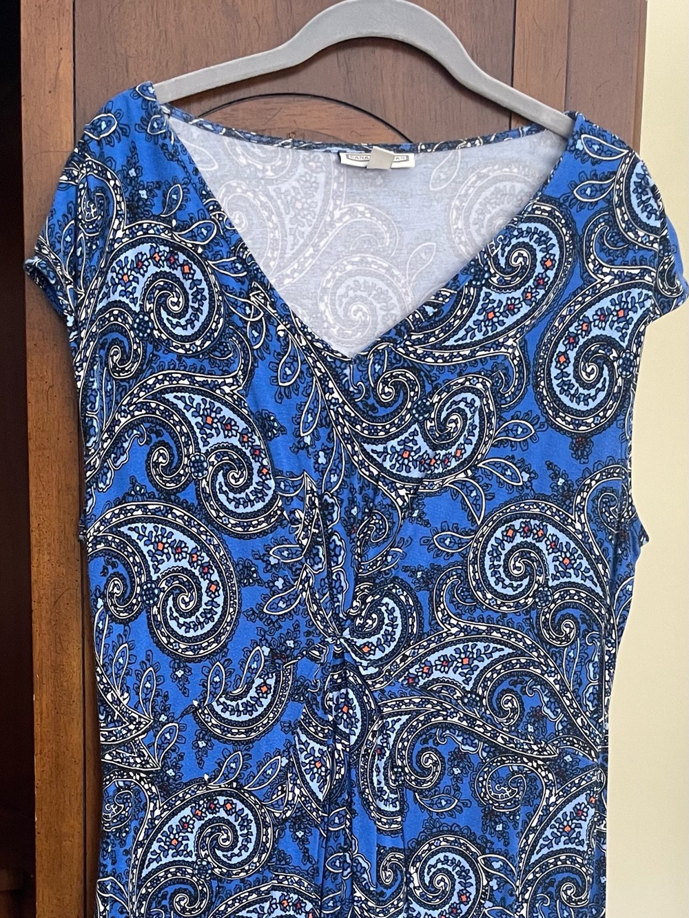 Dana Buchman Blue and White Paisley Dress - L